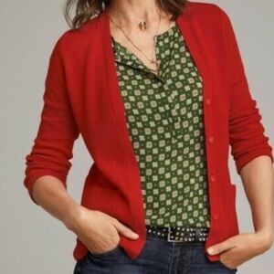 CAbi Red Passage Button V Neck Cardigan Sweater Style #3888 Medium